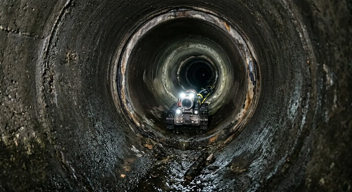 Robotic sewer camera inspecting pipe interior for Drain Snake Service in Cottonwood